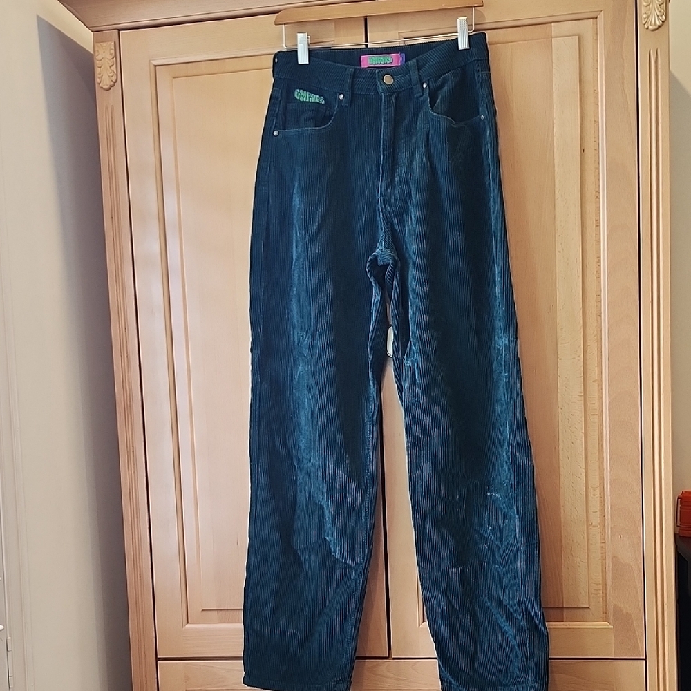 EMPYRE Tori Teal Corduroy Skater Pants Loose Fit